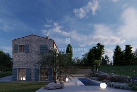 BUJE - OKOLICA, obnovljena kamena kuća na zemljištu od 7390 m2, Buje, Famiglia