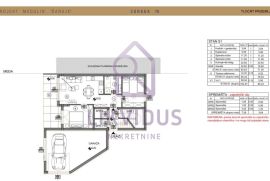Stan Medulin, Šaraje, 62,51m2 + vrt 58,04 m2 + garaža 32,82 m2, 2S+DB, Medulin, Apartamento