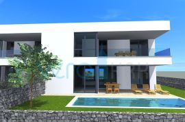Otok Krk, Malinska, moderna kuća u novogradnji sa bazenom, okućnica, pogled, prodaja, Malinska-Dubašnica, Ev