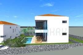 Otok Krk, Malinska, moderna kuća u novogradnji sa bazenom, okućnica, pogled, prodaja, Malinska-Dubašnica, Casa