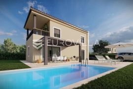 Istra, Muntrilj, moderna obiteljska kuća s kamenim detaljima, Tinjan, Ev