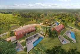 BRTONIGLA Zemljište s idejnim projektom za izgradnju 3 ville, Brtonigla, Tierra