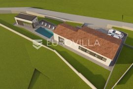 Kršan, okolica, građevinsko zemljište 891 m2, projekt za montažnu kuću i dozvola za gradnju, Kršan, Land