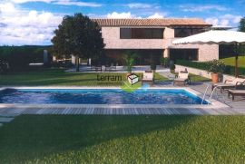 Istra, Tinjan, građevinsko zemljište 573m2 s građevinskom dozvolom za kuću s bazenom prodaja, Tinjan, Arazi