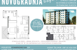 Novogradnja dvosoban stan dvostrane orijentacije  43.90m2 Kotor Varoš, Kotor Varoš, Wohnung
