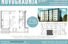 Novogradnja stan sa jednom spavaćom 41.90m2 Kotor Varoš, Kotor Varoš, Appartamento