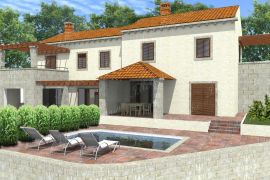 Zemljište sa započetom izgradnjom dvojnih kuća s bazenima u zelenilu - Dubrovnik okolica, Dubrovnik - Okolica, Land