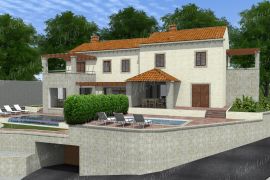 Zemljište sa započetom izgradnjom dvojnih kuća s bazenima u zelenilu - Dubrovnik okolica, Dubrovnik - Okolica, Zemljište